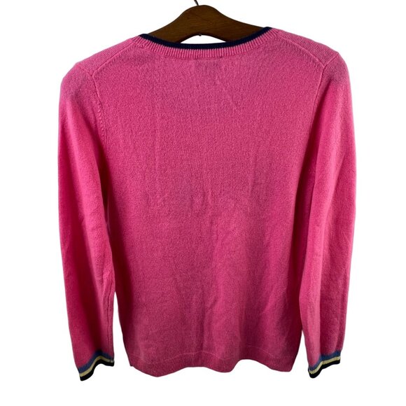 Talbots Cashmere Sweater Size Small Brilliant Pink Knit Sweater Embroidered - Picture 2 of 8